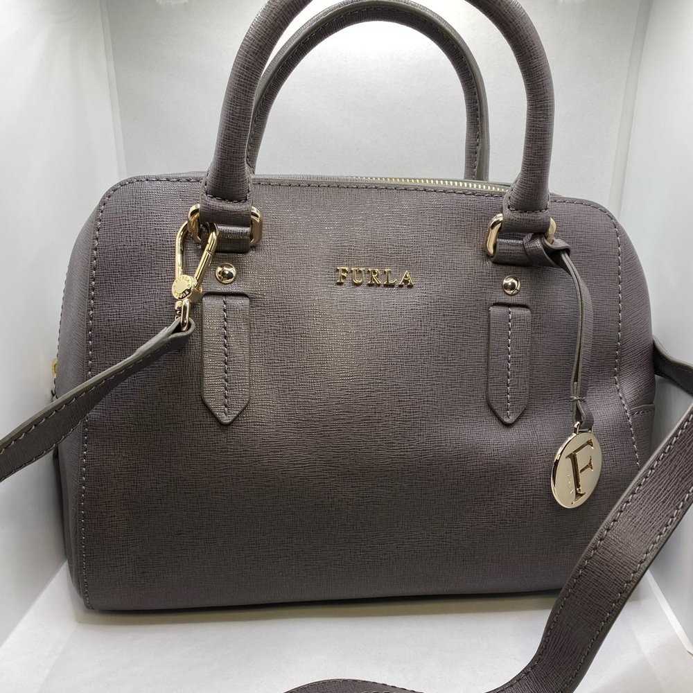Beautiful Gray Furla Elena Saffiano Bag
